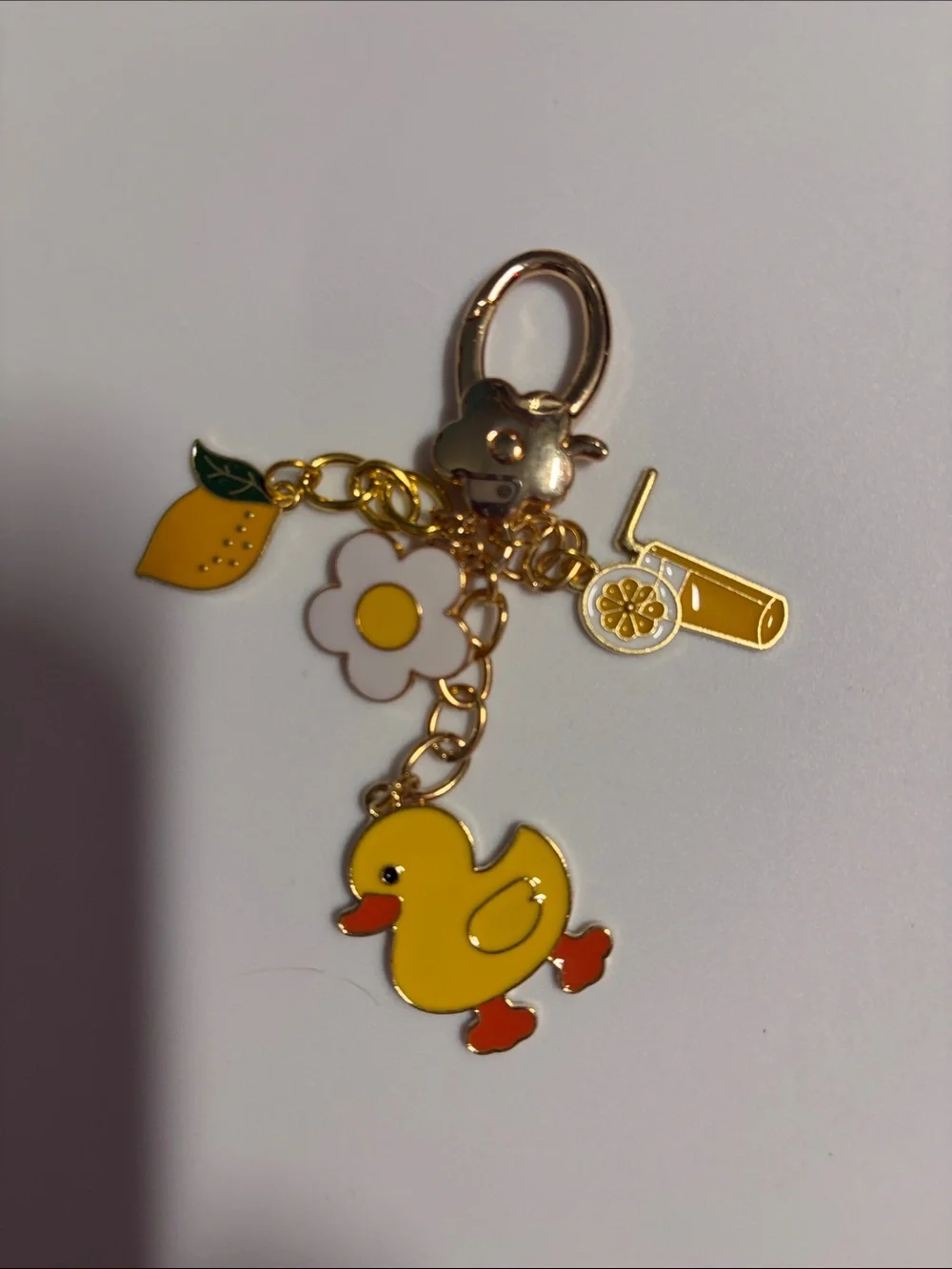 Gold-Tone Yellow Duck & Lemon Purse Charm  or Keychain